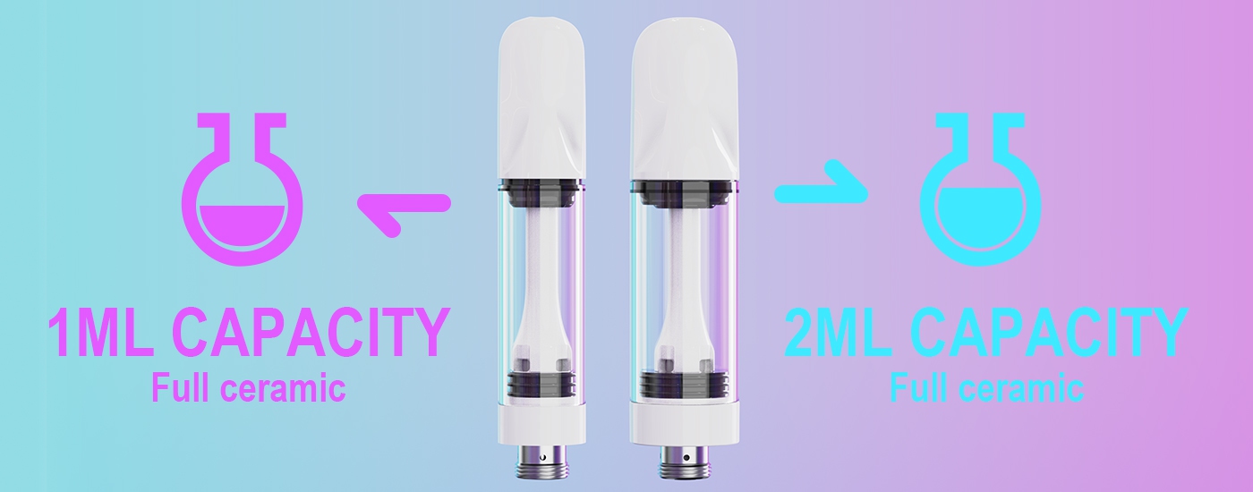 LOKREE full ceramic vape cartridges in 1ml and 2ml capacities